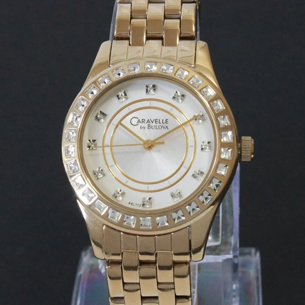 Caravelle Ladies Quartz Watch By Bulova Chrystal Bezel And Indices 32mm - Picture 6 of 13